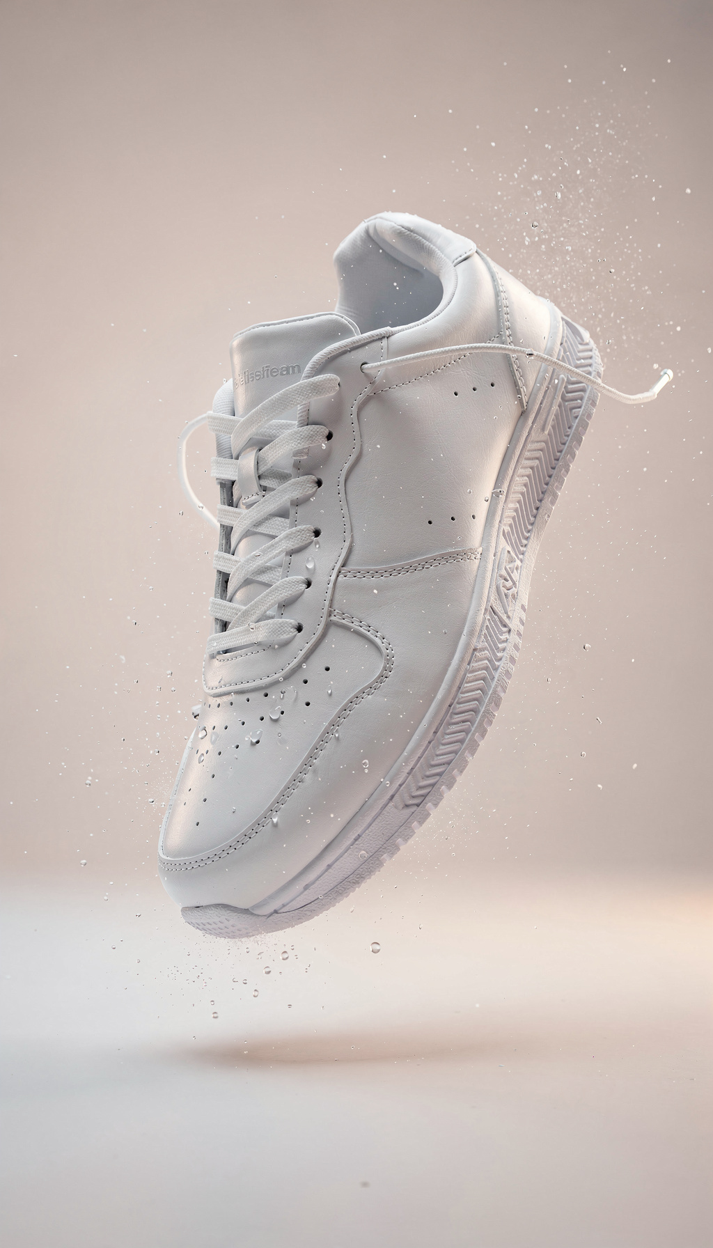 sneaker floating in mid-air, studio lighting